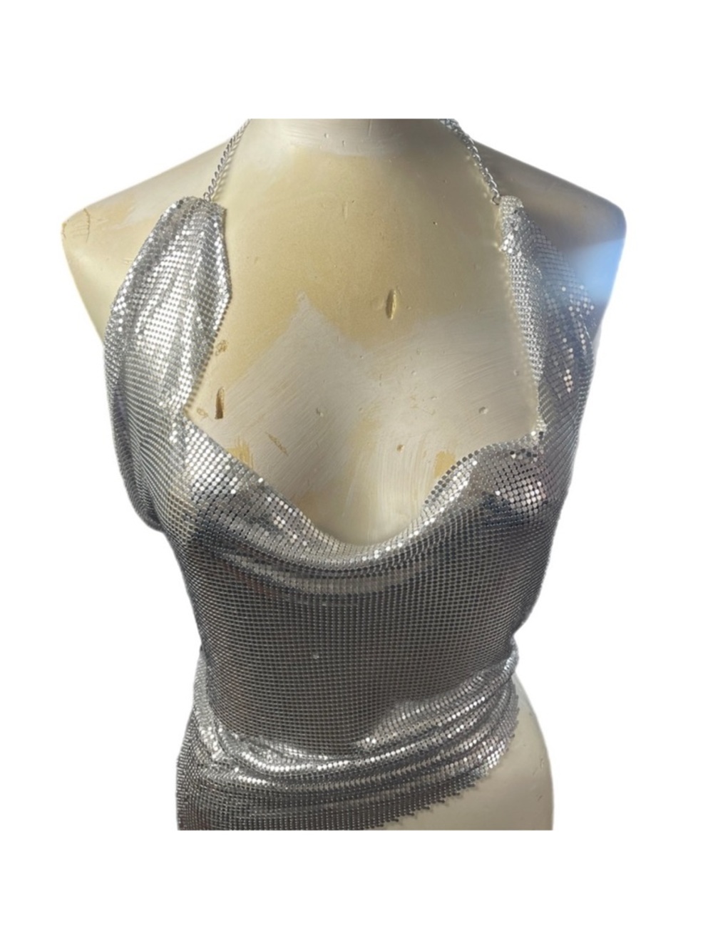 Silver Chainmail Halter Top